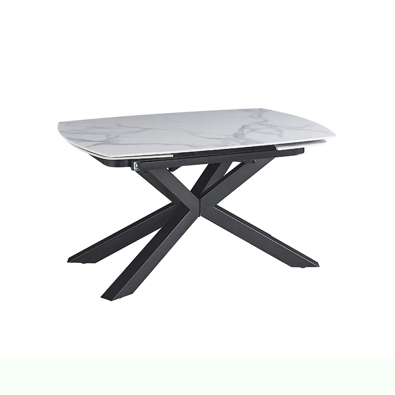 Modern Expandable Dining Room Table Set Retractable Kitchen Furniture Concrete Sintered Stone Marble Top Extendable Dining Table