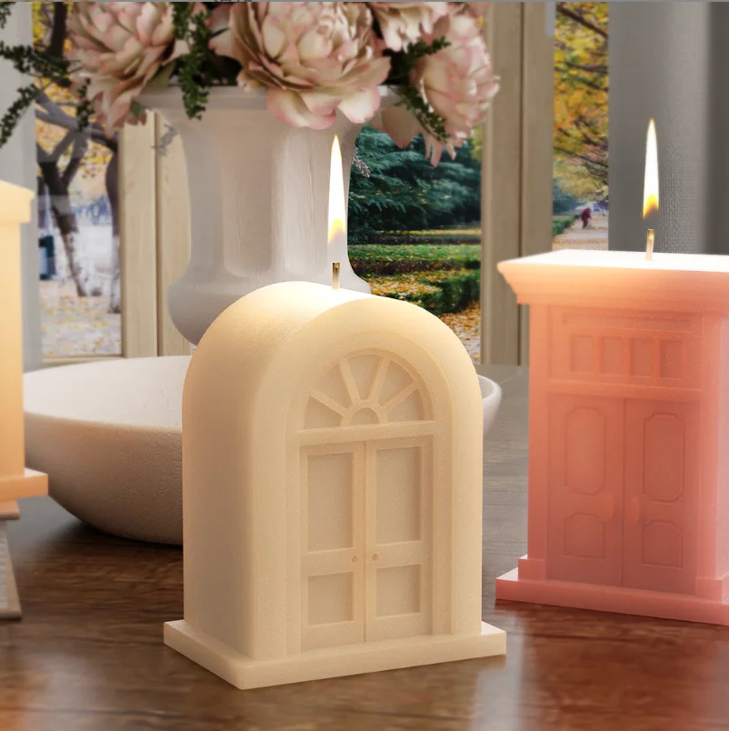 New door frame castle candle silicone mold Thickened house plaster decoration candle silicone mold