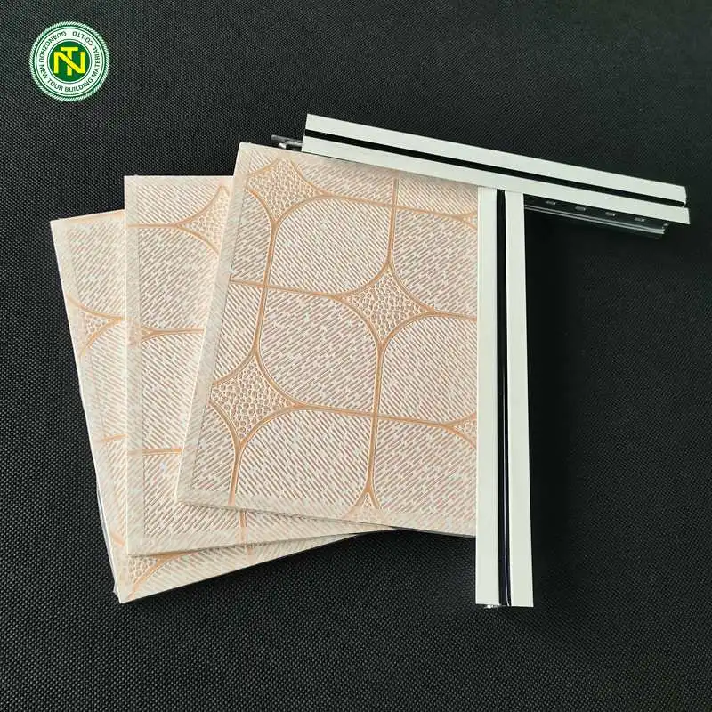 600*600MM CHINA Hot Sales Vinyl Coated PVC Laminated Gypsum Ceiling Tiles/ gypsum board /Ceiling panel