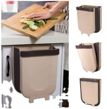 Folding Waste Bins Kitchen Garbage Bin Foldable Car Trash Can Wall Mounted Trashcan Bathroom Toilet Storage Bucket