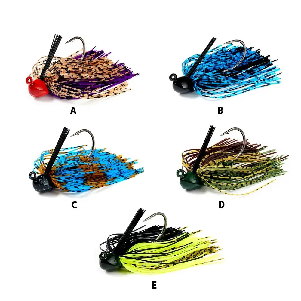 7g 10g 14g Sea Bass Lead Hook Silicone Skirt Anti-hanging Bottom Flipping Freshwater Jig Lead Hook Buzz Bait Fishing Lure