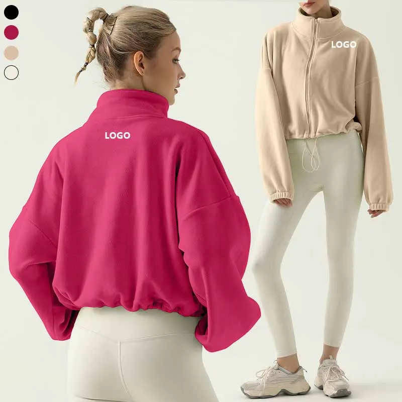 XW-WT127 Thickened Training Winter Jackets Round Collar No Hood Gym Fitness Sportswear Elastic Hem Drawstring Yoga Jackets