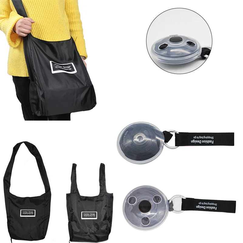 Epsilon  polyester material lightweight reusable roll up foldable shopping bag with logo printing