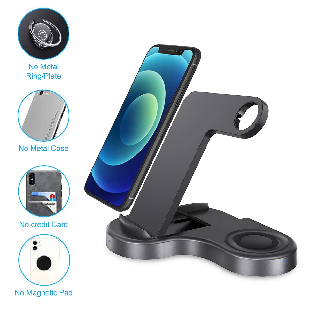 2022 Popular Black 15W 10W 7.5W 5W  GRAY Foldable wireless phone charger  3 in 1 wireless charger for Phone Watch Earphone