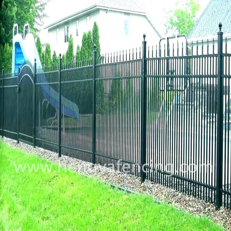 Eco Friendly Outdoor Steel Pipe Grating Security Spear Top Fence Grill Design Garden Border Fencing Steel Boundary Wall Fence