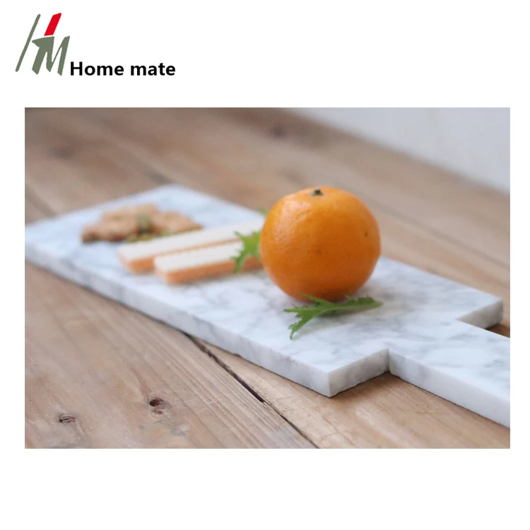 Personalized Marble Cheese Board Versatile White Marble Server Plate With Handle