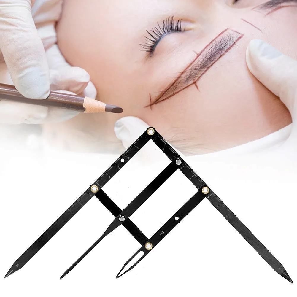 Permanent Makeup Eyebrow Microblading Stencil Ruler, Stainless Steel Golden Ratio Eyebrow Divider Ruler