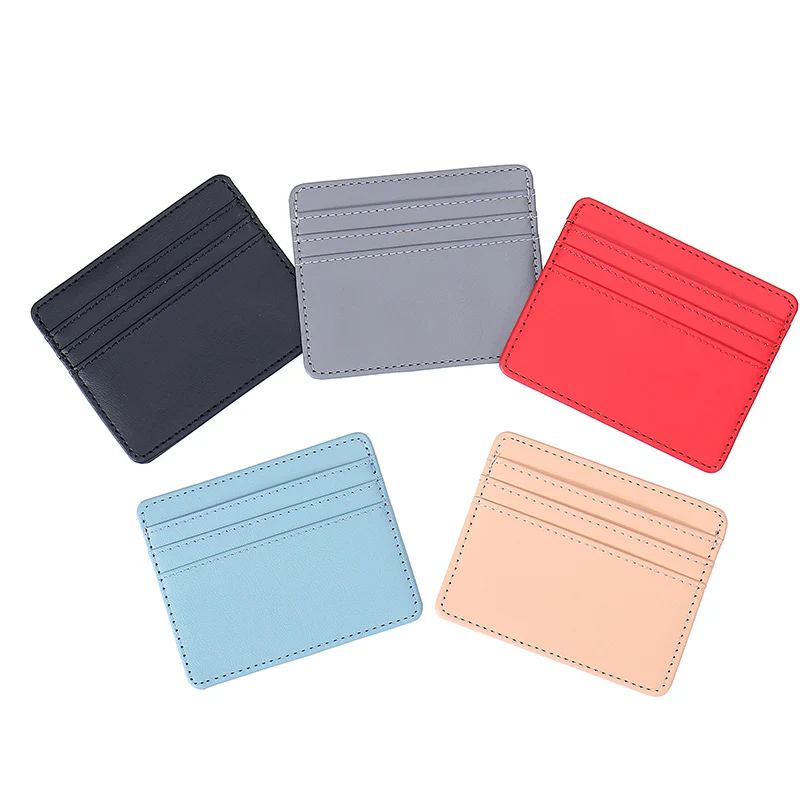 Custom Logo Wholesale Classic Slim Card Holder Wallet Women Leather PU Credit Business Card Holder Wallet With Money Clip