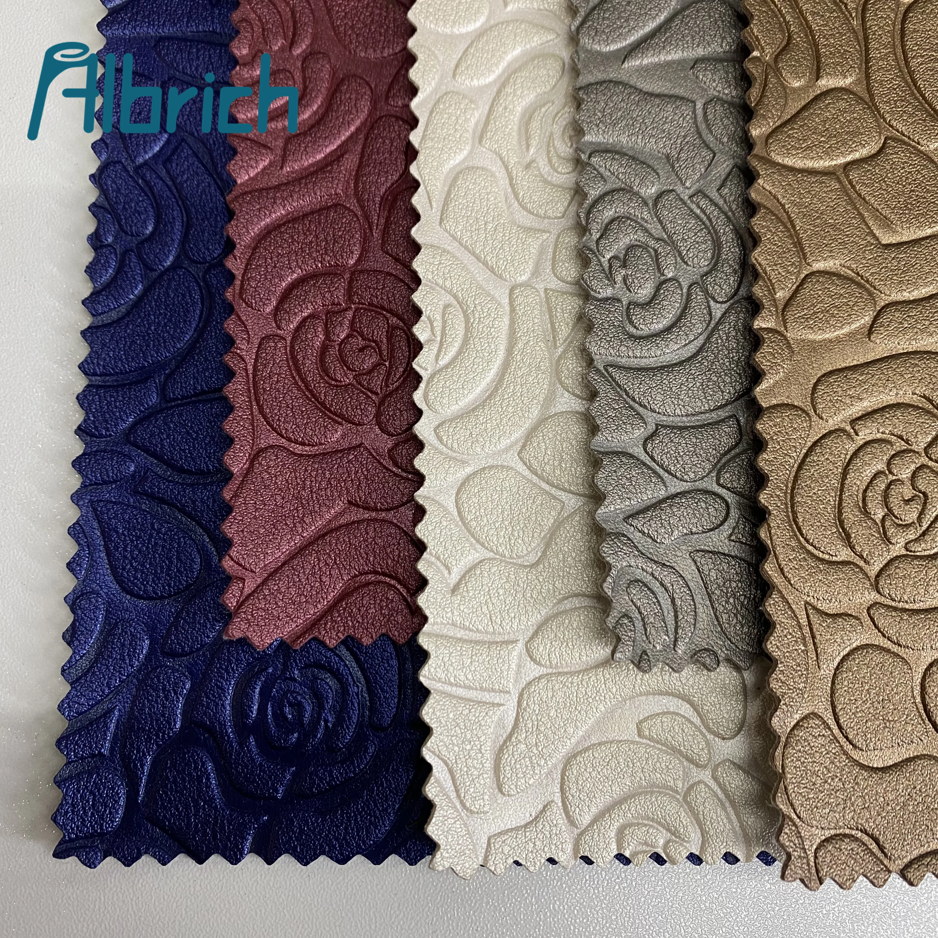 New Design Floral Pattern Embossed Artificial Leather, Hot Sale Non Woven Backing Pvc Leather For Furniture Upholstery