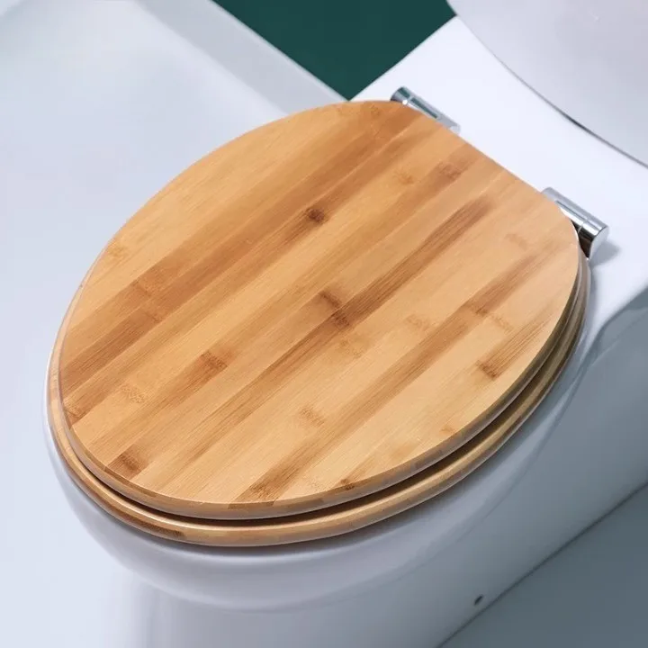Custom Thickened Solid Bamboo Old-Fashioned Household Universal V-shaped O-shaped Bathroom Toilet Quick-Release Slow-Down Quiet
