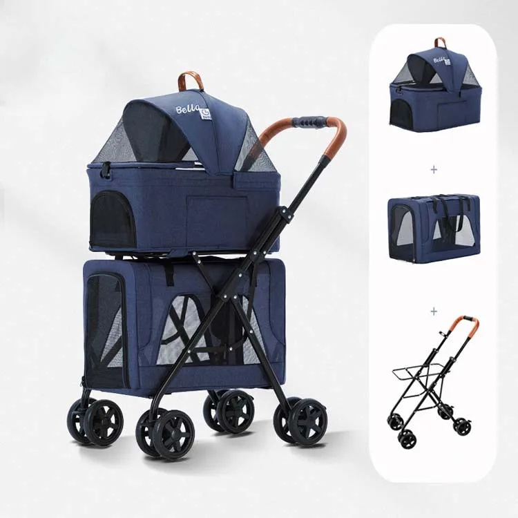 Wholesale Best Pet Strollers Trolley For Dog And Cat Stylish Durable Foldable Double Layer