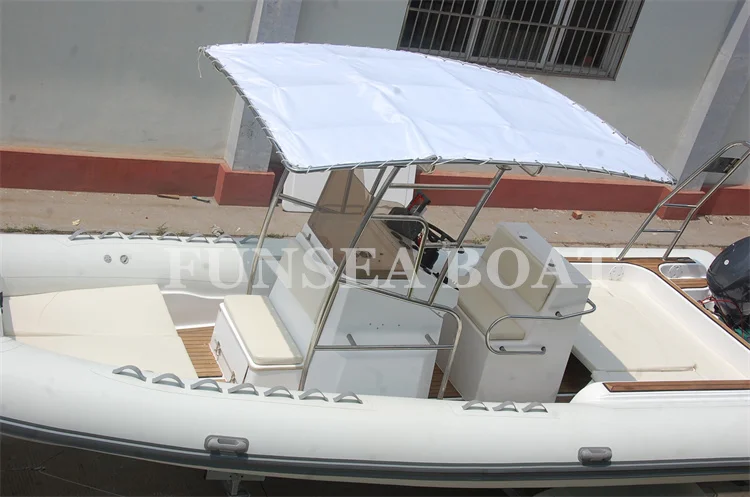 Trade luxury speed rigid rib 860 inflatable outboard motor pontoon boat with tent for sale in fishing