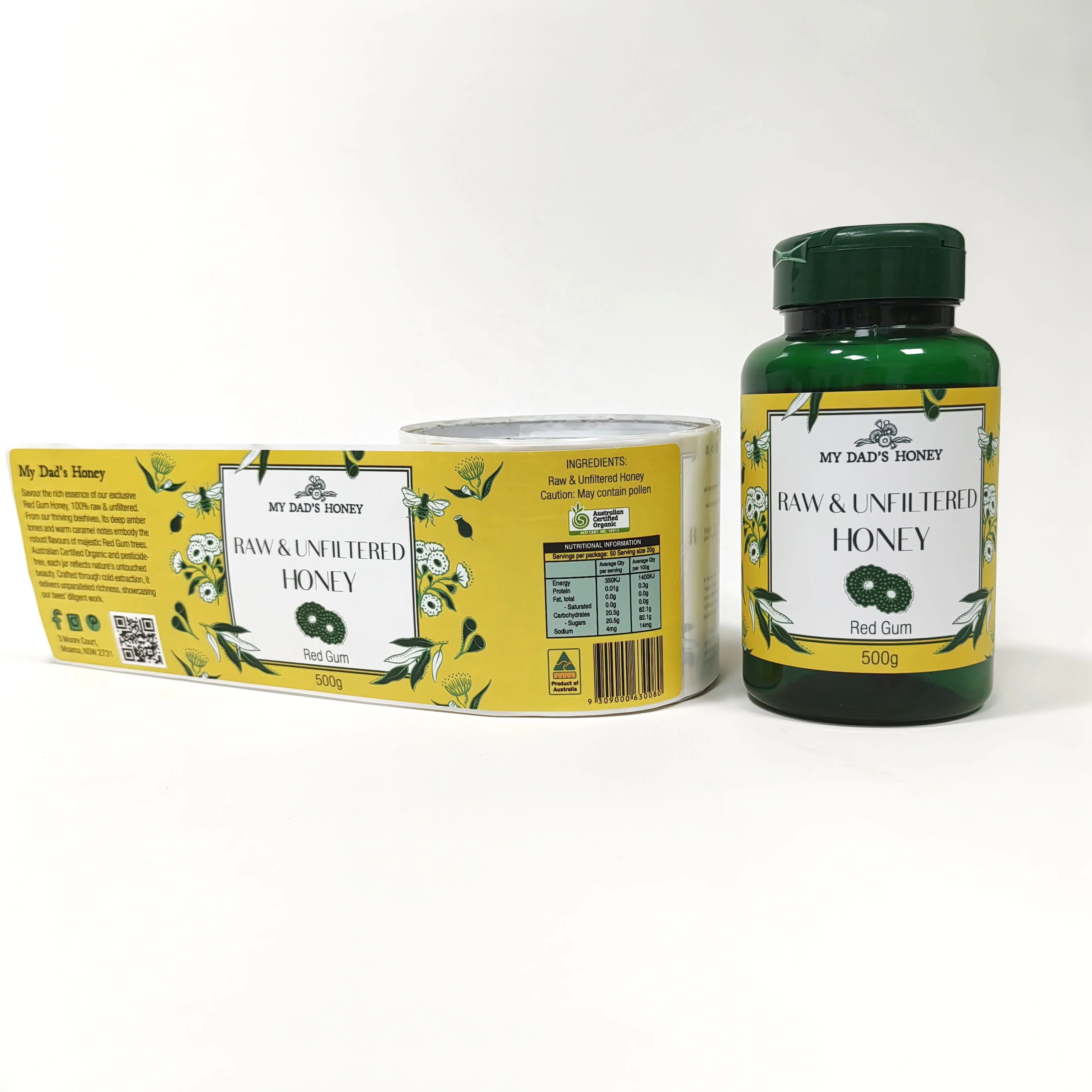 Custom Logo Print Cheap Product Roll Waterproof Vinyl Adhesive Honey Label Sticker Packaging Labels Sticker