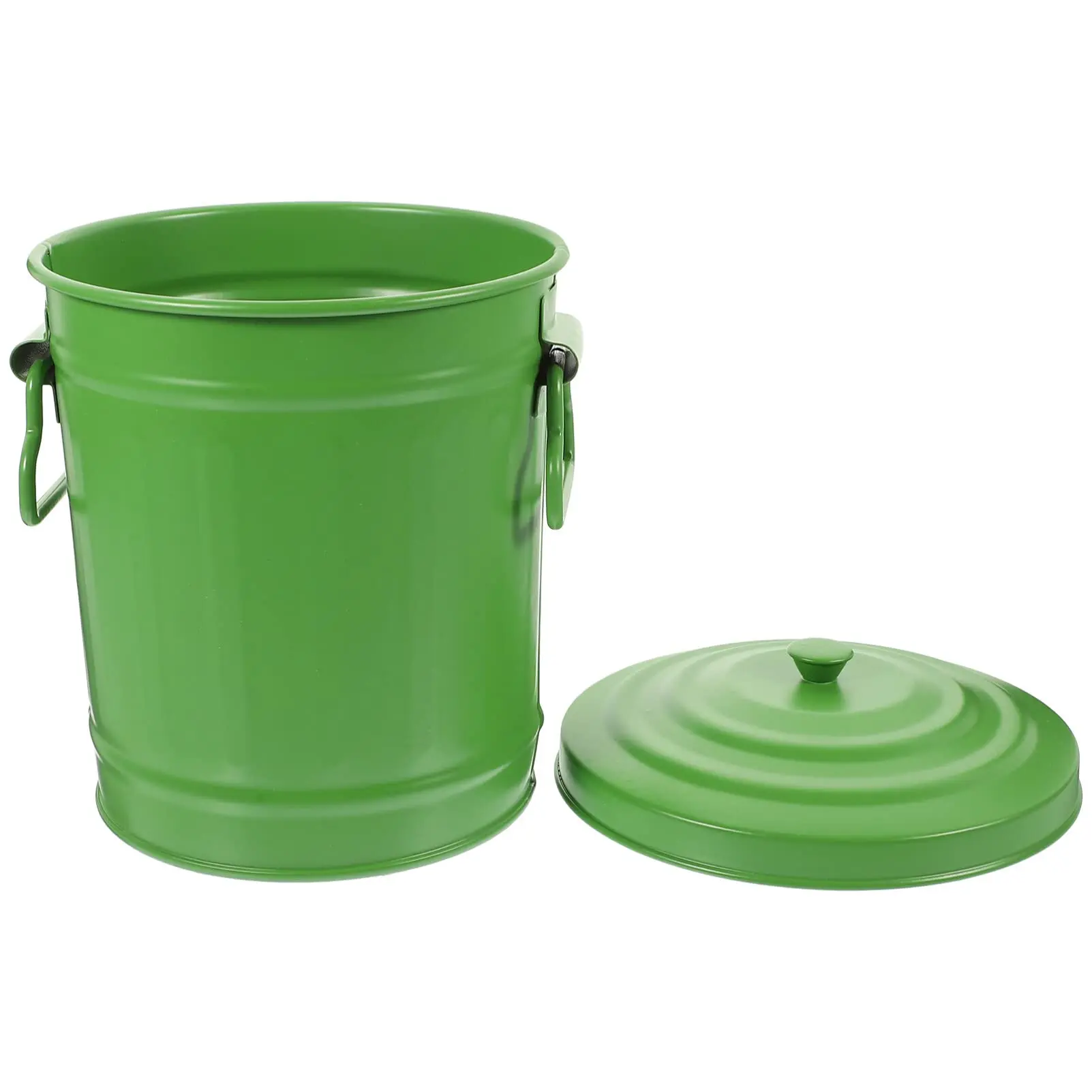 Vintage Farmhouse Desktop Garbage Bin Small Waste Basket Bucket Mini Metal Trash Can with Lid