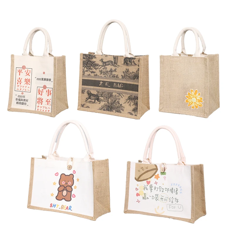 2024 environmentally friendly jute sail bag, coarse linen reusable linen beach bag, coarse linen handbag