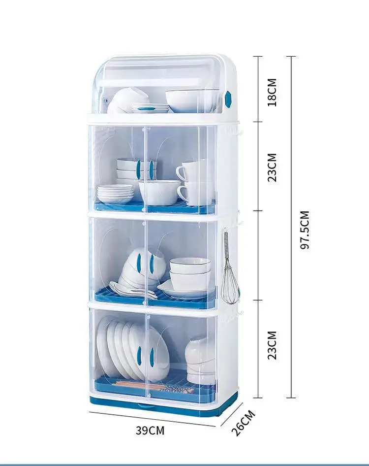 Бытовой двойной стеллаж для хранения тарелок пластиковый с крышкой