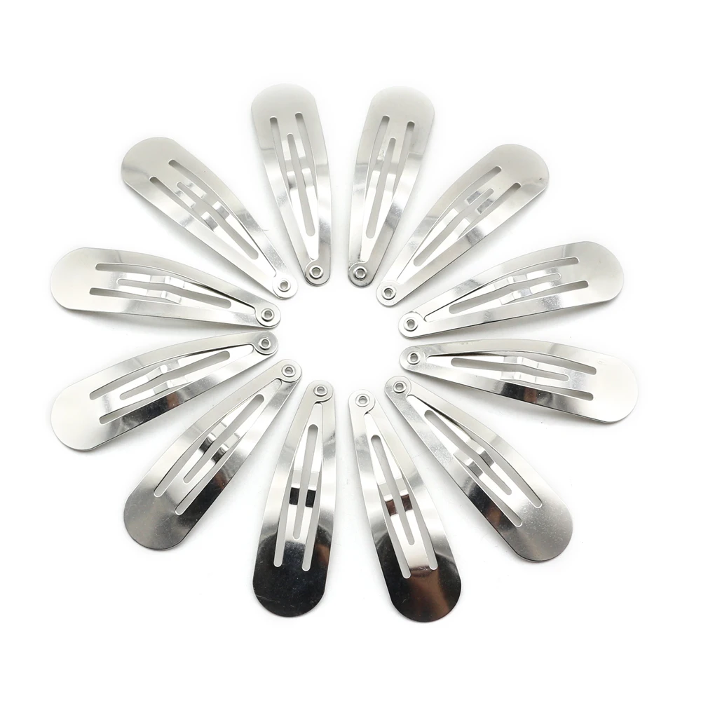 Lirong  Snap hair clips metal grips 5cm/2in basic hair accessories 12pcs (Silver)