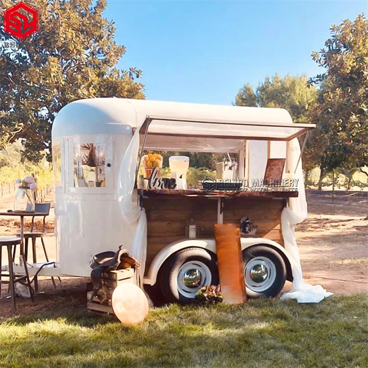 Custom Vintage Horse Box Trailer Mobile Bar Dessert Cart Ice Cream Truck Food Cart Coffee Cart Horse Food Trailer
