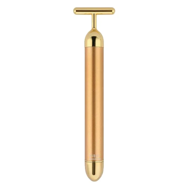 2021 3d 24k Gold Beauty bar Salon Crystal Home Use Electric Face Vibrating t Shape Natural Soap 135g Roller Energy Massager