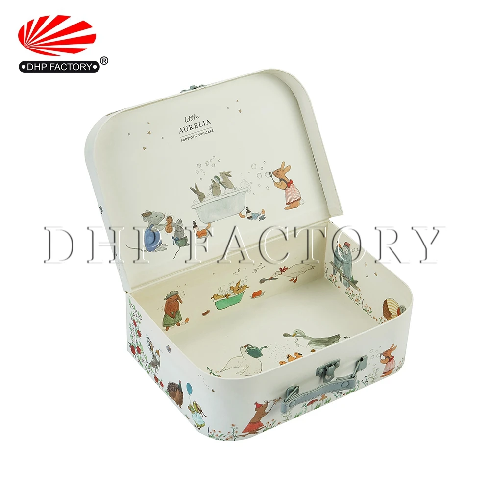 Wholesale Luxury Custom Handmade Rigid Paper Cardboard Packaging Gift Mini Suitcase Box With Handle