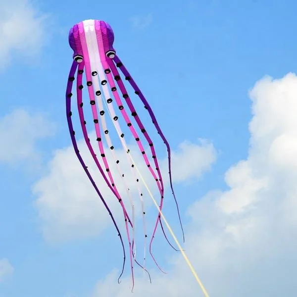 Wholesale chinese  ripstop polyester  23m length easy flying octopus giant pilot lifter inflatable soft beach show kite for sale