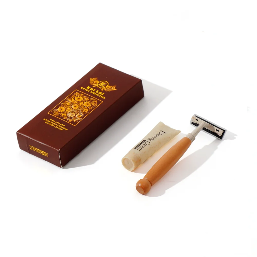 ECO friendly Wheat Straw Material Paper Box Package  Hotel Shaving Kit For Men