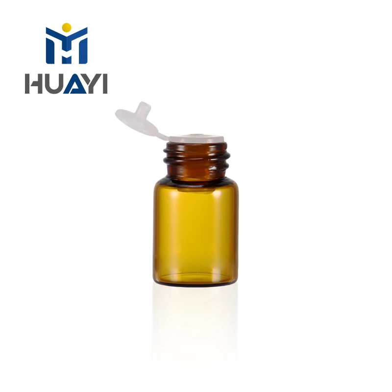 Wholesale Price Amber 2ml Mini Capacity Portable Glass Tube Vial Bottle With Plug And Plastic Screw Cap