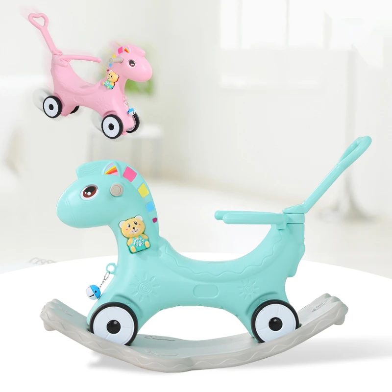
Hot Sale Baby Rotating Glow Musical Toddler Walker Plastic Kids Unicorn Cartoon Rocking Horse Ride On Animals Toy 