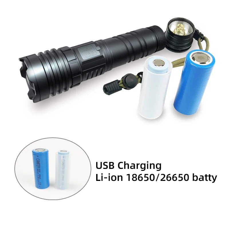 Aluminum Alloy torch Outdoor Waterproof 1500lm Super Bright Led Usb-C Rechargeable Best Flashlight