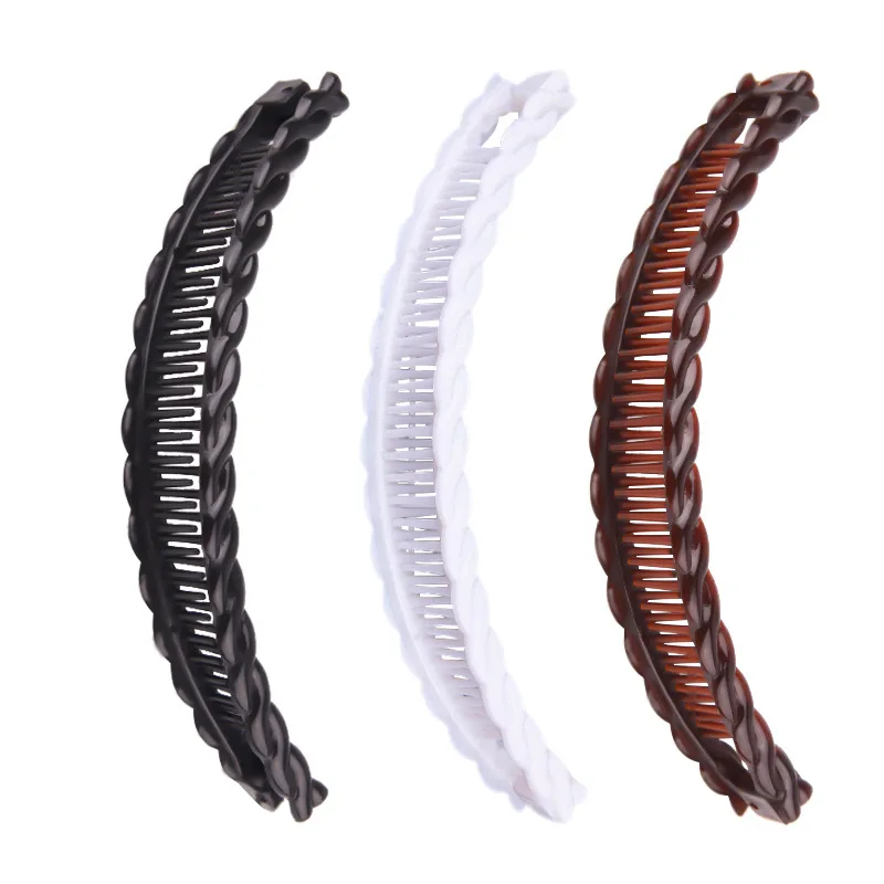 Korean Solid Color Banana Plug Alligator Clips 15cm Black Plastic Claw Toothed Anti Slip Hairpin Comb Women Hair Accessories