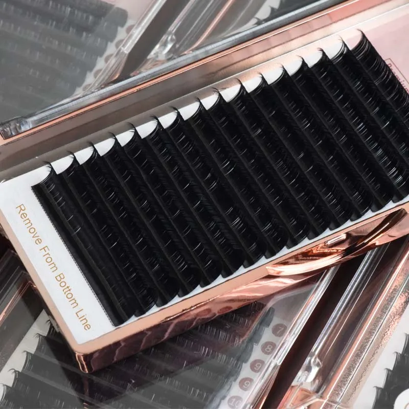 LashPlus private label mink eyelashes extensions professional silk lashes tray Individual Russian volume eyelash extension