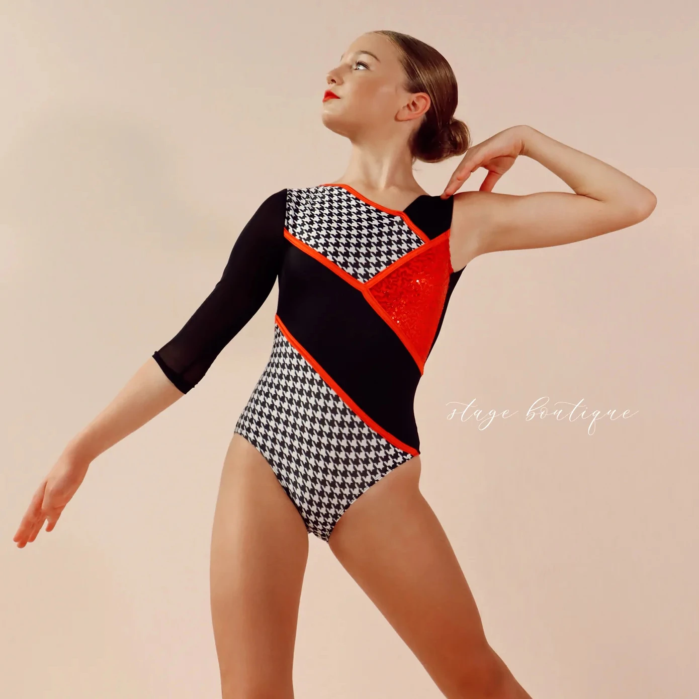 Kids Stage Lycra And Sequin Fabric Splicing Jazz/Lace Dance Wear Girls Dance Leotard Costume For Performance