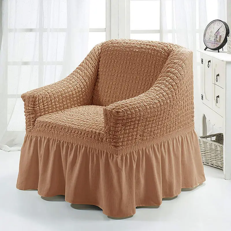 Jacquard Sofa Cover with Skirt Popcorn Plaid Sofa Slipcover European Style Armchair Couch Covers Living Room Protector Furniture