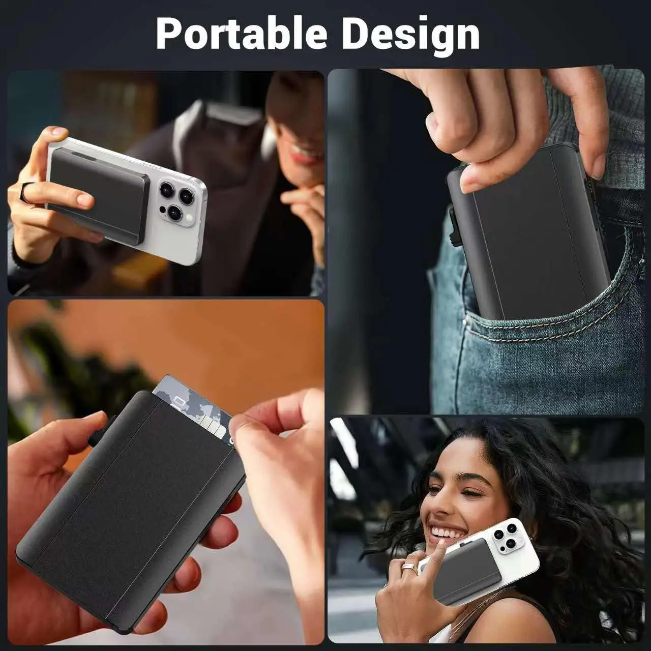 Custom Strong Magnetic Card Wallet Holder RFID Blocking Minimalist Pop Up Wallet for Men