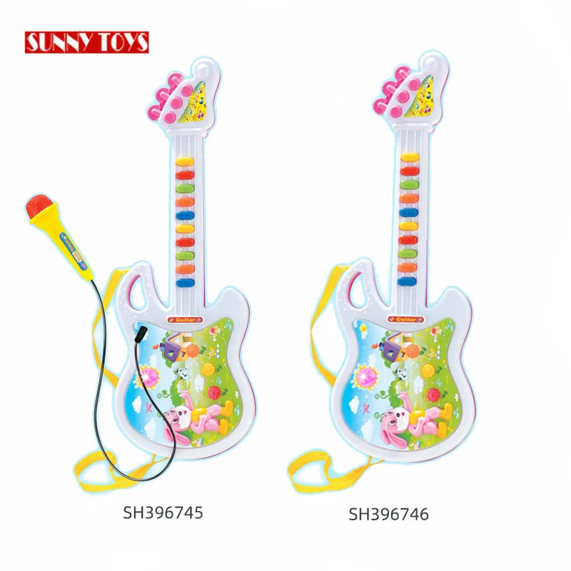 early education electronic baby music instruments children musical guitar toy with microphone led light
