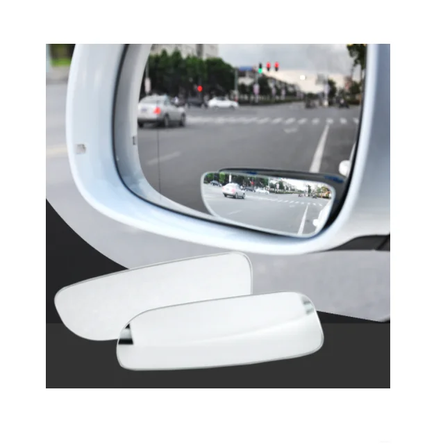 1 Pair White 360 Rotation Adjustable Wide Angle Mirror Car Safety Blind Spot Mirror Auto Rear View Convex Mirror Without Frame