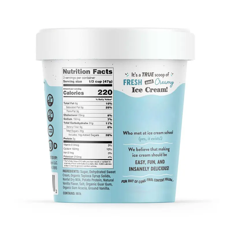 Dry Mix for Milk Ice Cream with Vanilla Flavor Low Sugar 1 Kg/ Soft Powder Milkshake