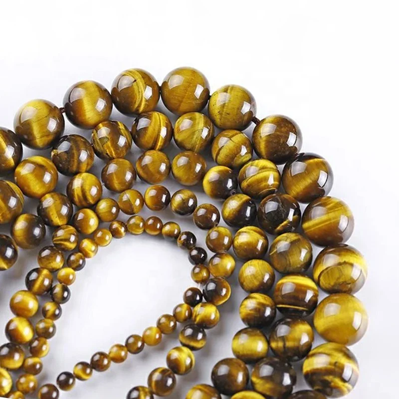 Wholesale natural gemstone beads 6mm to 20mm smooth round loose brown tiger eye beads for DIY jewelry making