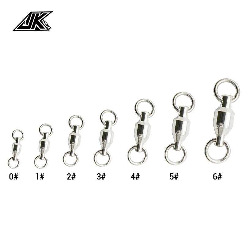 JK BBTS 304 Stainless Steel Material Swivels Solid Double Welded Rings Terminal Tackle Ball Bearing Swivel Fishing Accessories