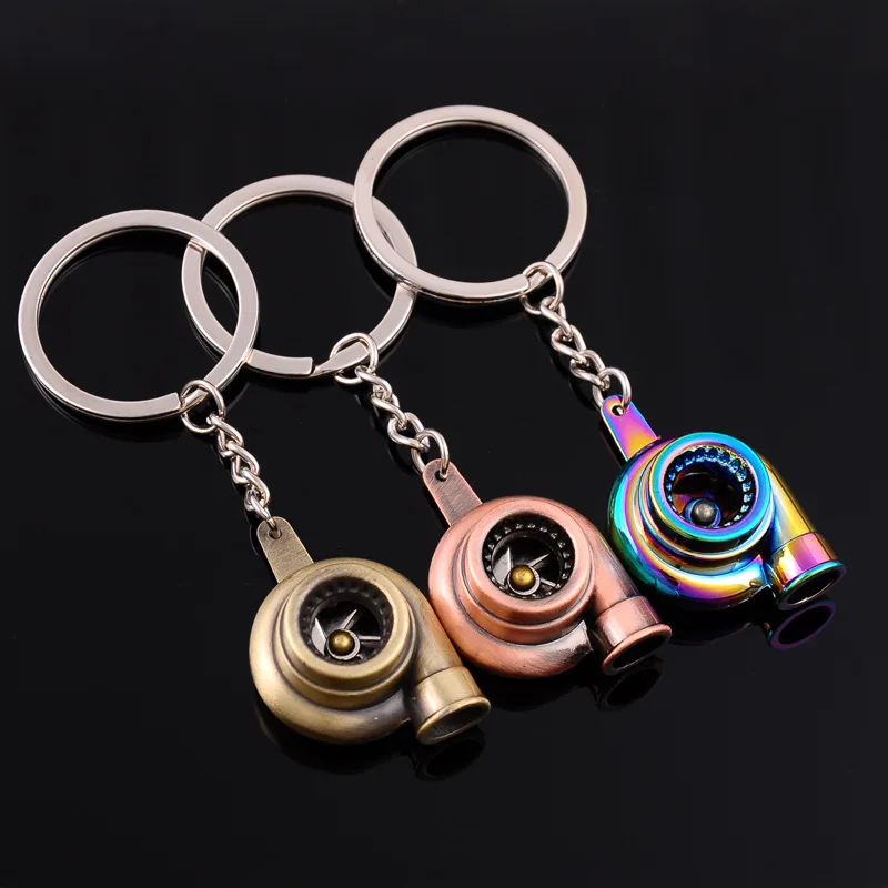 Mini Turbo Turbocharger Keychain Spinning Turbine Key Chain Ring Keyring Car Keyring Car Interior Accessories
