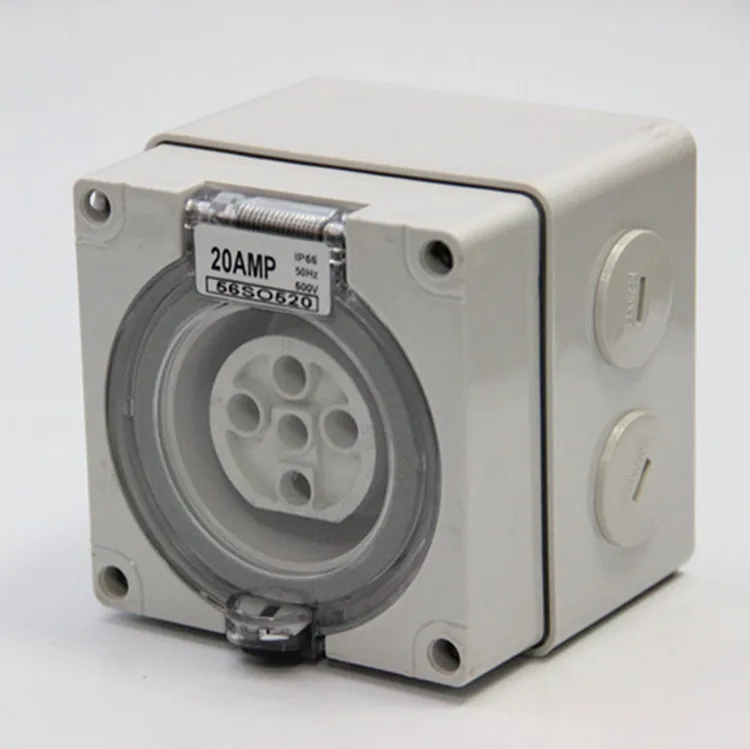 Clipsal 56SO520 Surface Socket Outlet, 5 Round Pin, 20AMP, 50Hz 500V, IP66 Gray