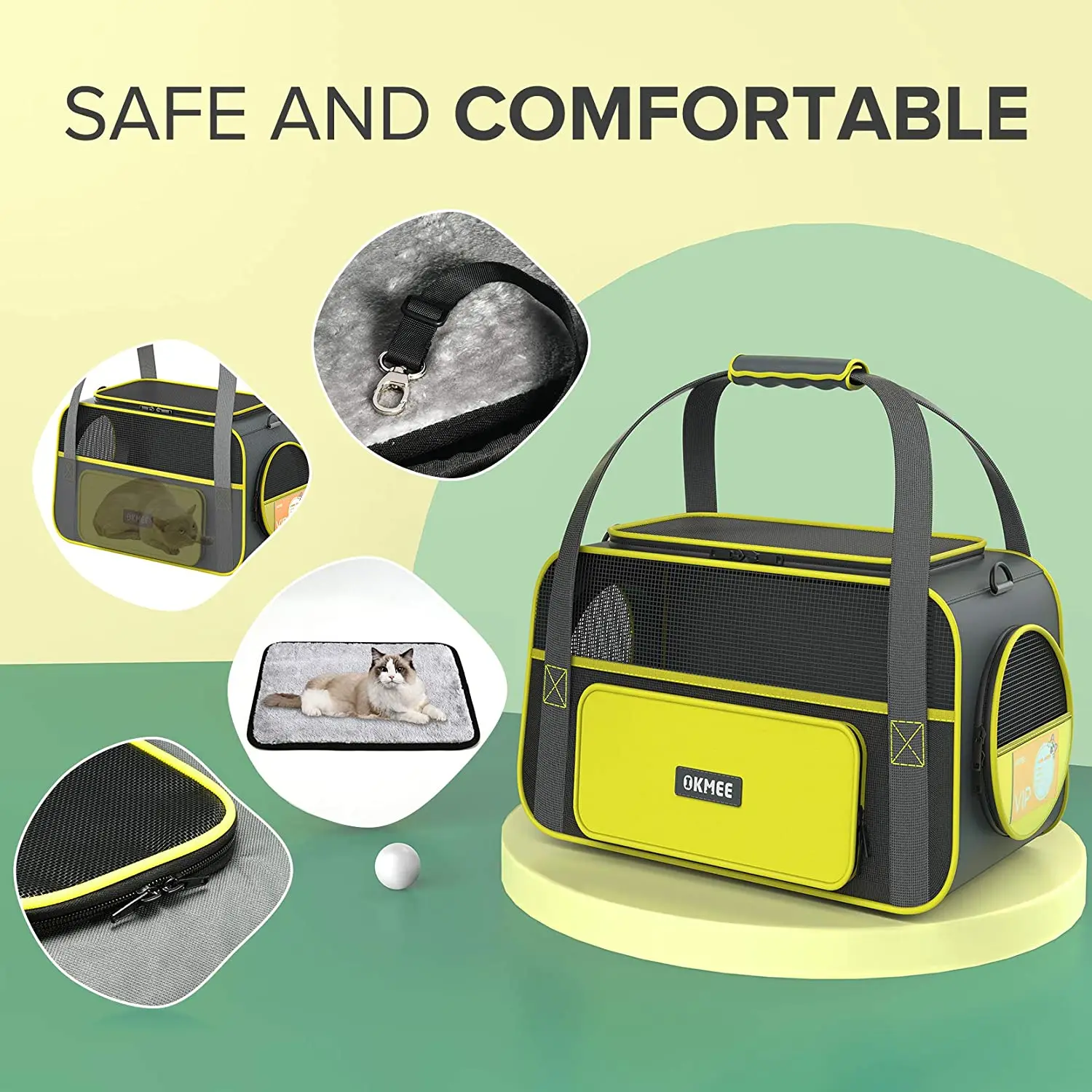 
Soft Pet Carrier for Small Medium Cats Dogs Puppies with Big Space Airline Approved Escape-Proof Breathable Leak-Proof, 