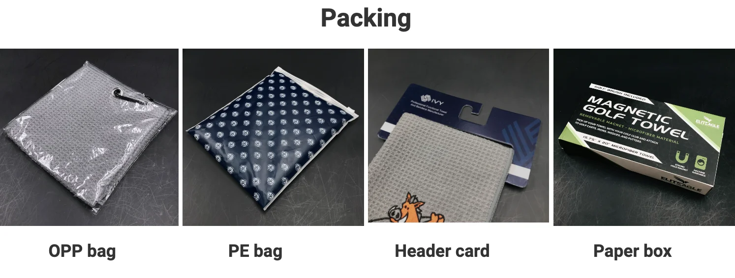 Custom logo cotton terry Golf Caddy Towel Large Caddie Style Golf Towel Simple Clean Design