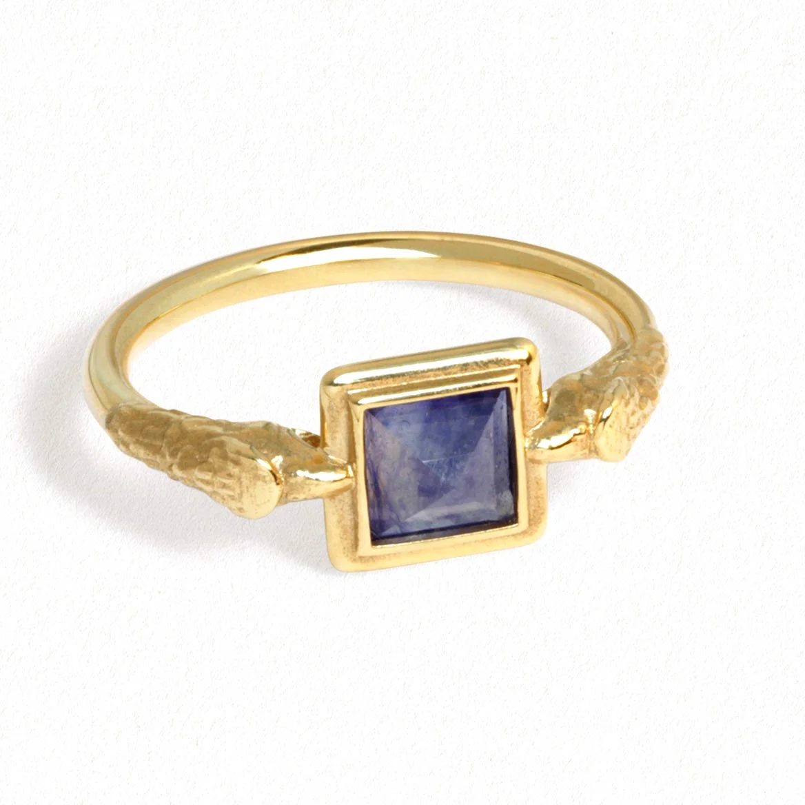 Milskye vintage jewelry gifts 925 sterling silver 18k gold plated square 6mm princess cut blue sapphire solitaire ring