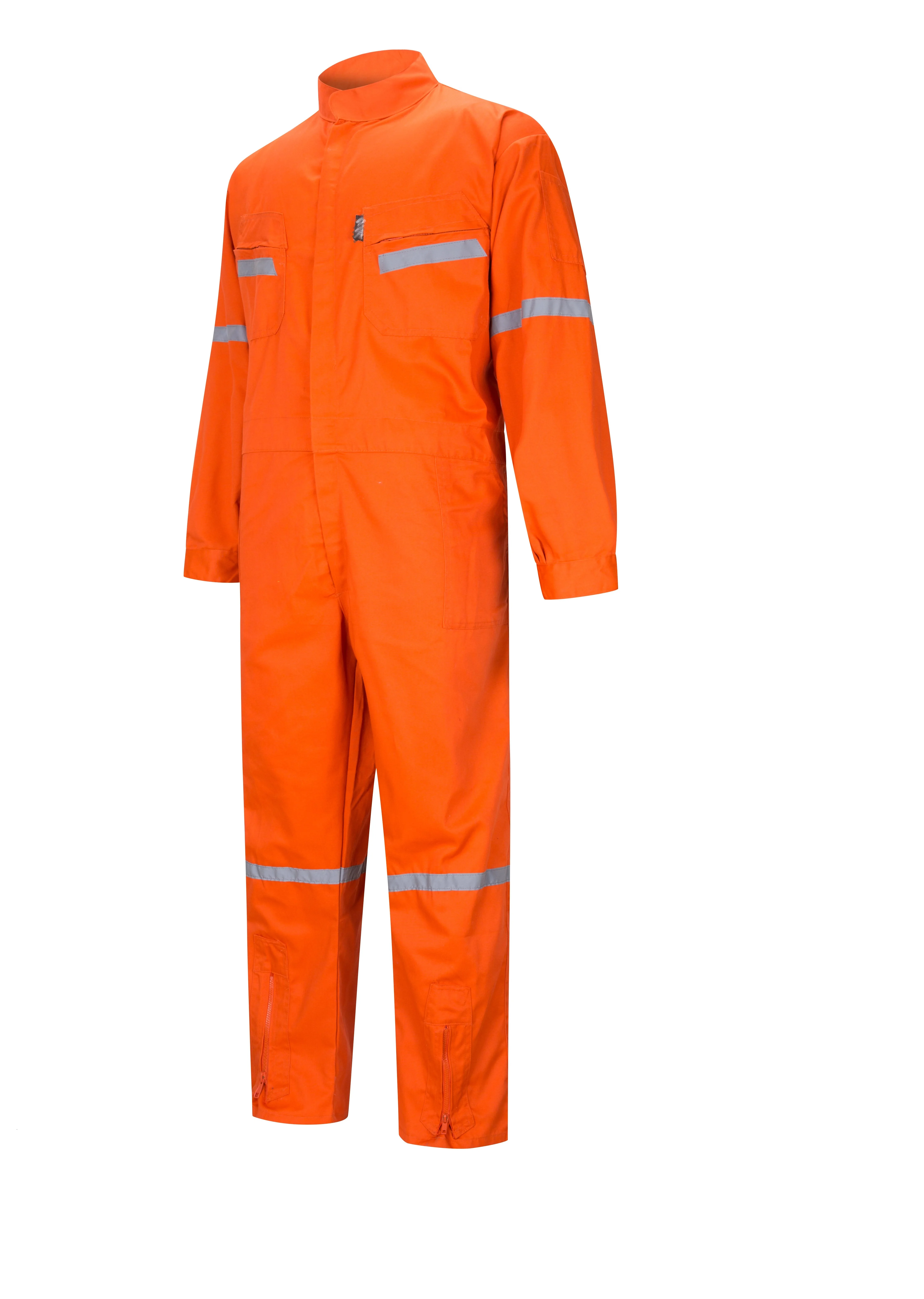 Factory Supply 100% Cotton Twill OEM Orange First Safety Overall With Reflective Tape For Workwear Safety Coverall