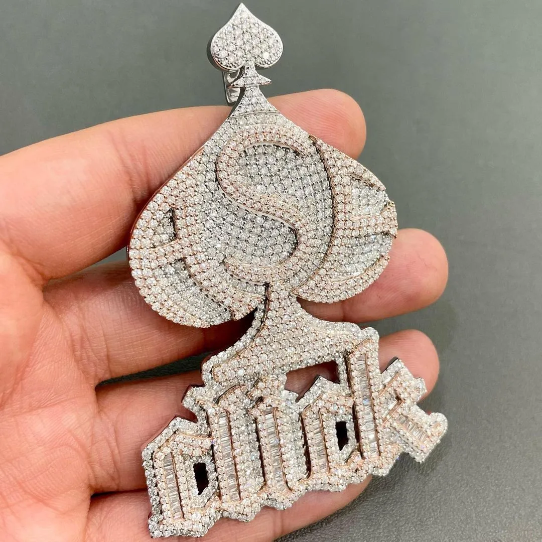 Custom Initial Name Pendant Customized Logo Full Iced Out Charm S925 Vvs D Moissanite Diamond Letter Chain For Men And Women