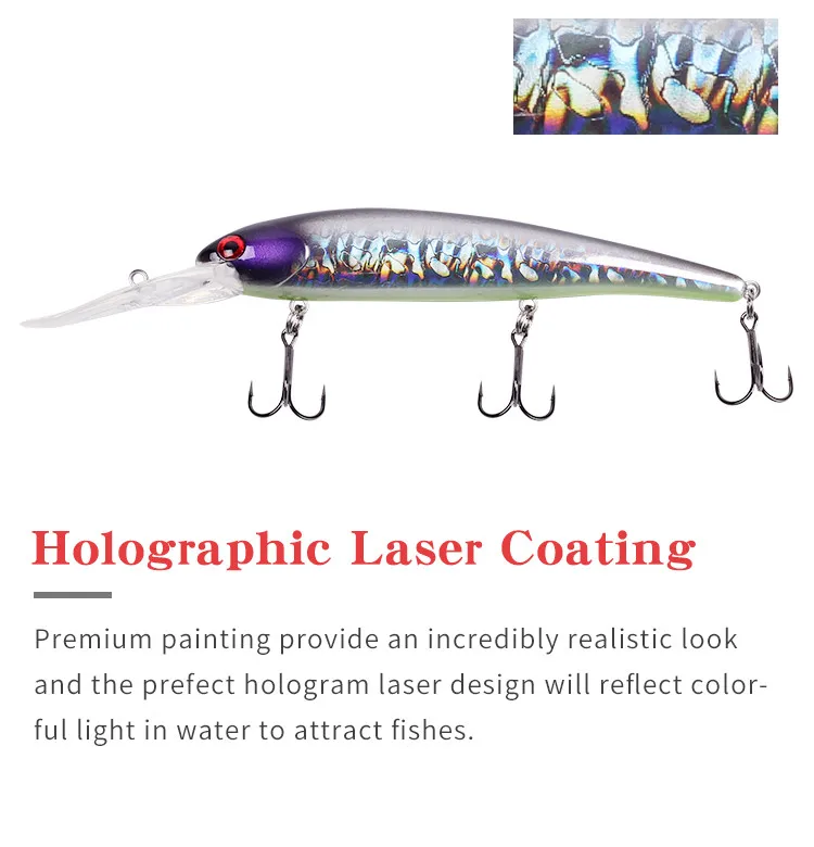 Jetshark Walleye Deep 120mm 20g Hard Plastic Wobbler Fishing Lure Wide Lip Floating Deep Diving 8.0m Bait For Bass