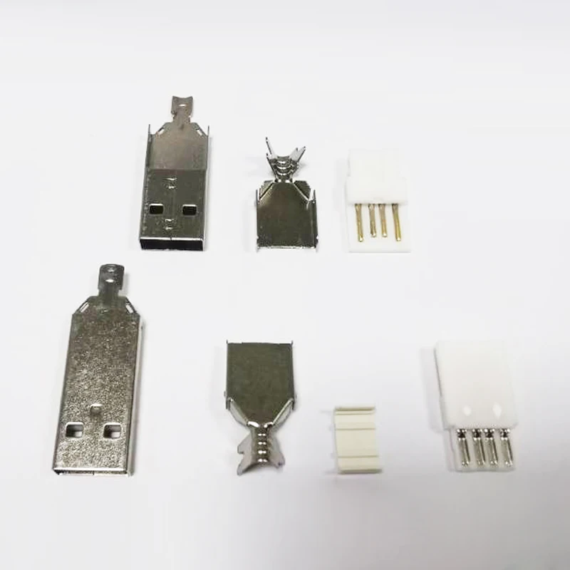 Паяльный USB-разъем типа А с металлическим корпусом для самостоятельной сборки