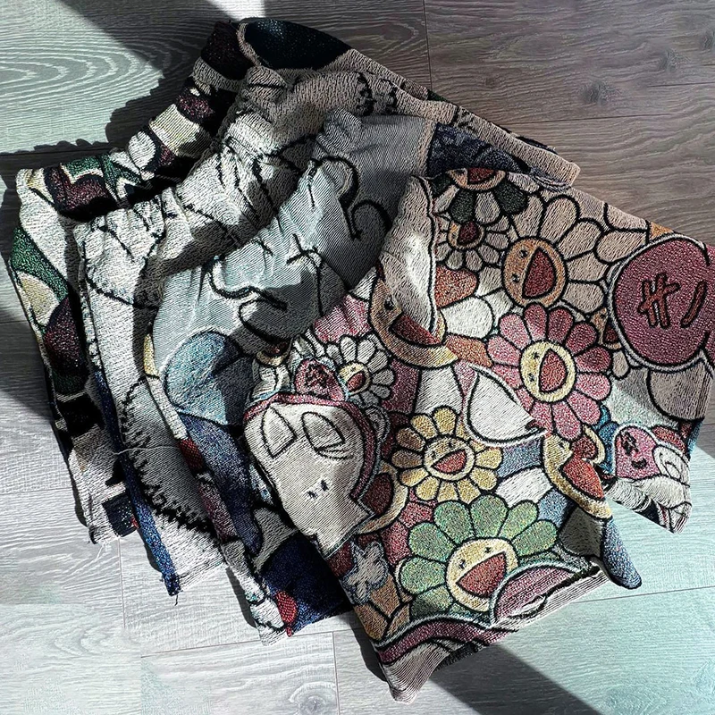 YYSY Wholesale Anime pattern stitching woven mens shorts Blanket Jacquard tapestry custom shorts