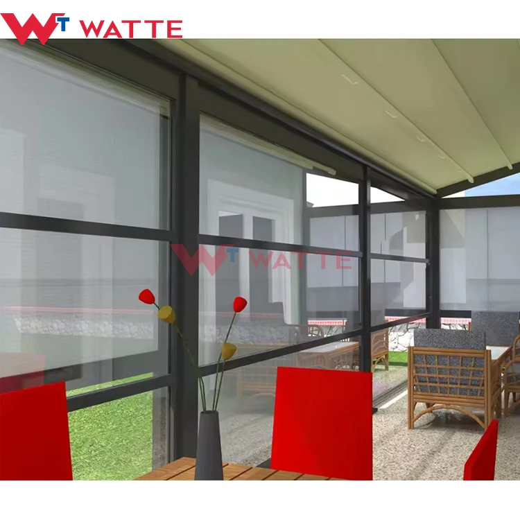 Vertical up down slide retractable panoramic doors window commercial aluminium glass electric lifting windows for restaurant